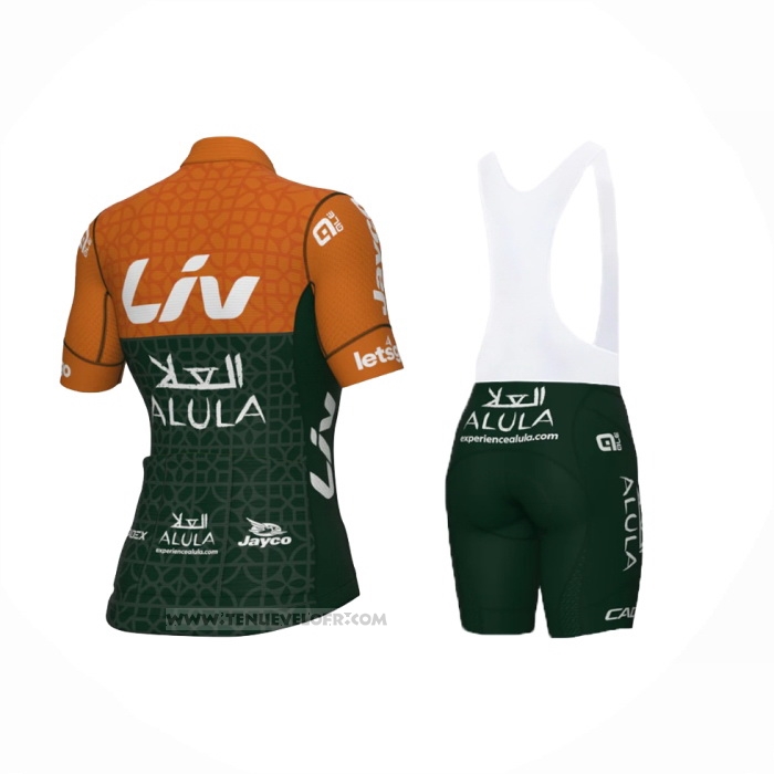 2024 Maillot Cyclisme Femme Jayco AlUla Orange Violet Manches Courtes Et Cuissard